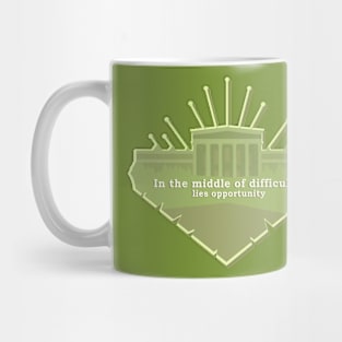 in the middle of difficulty lies opportunity Mug